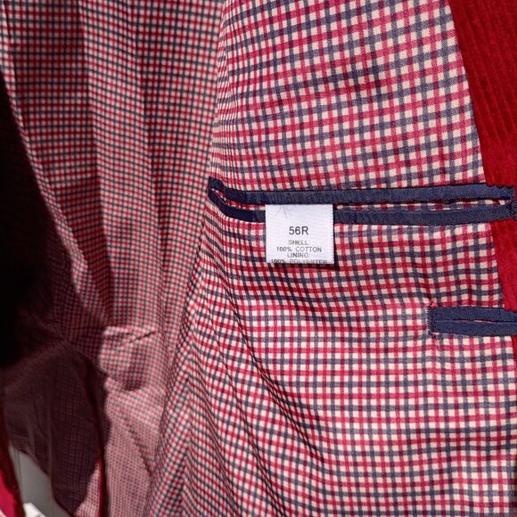 SADDLEBRED Jacket Mens 56R Sport Coat Red Corduroy 2 Button Christmas Blazer - Picture 11 of 16